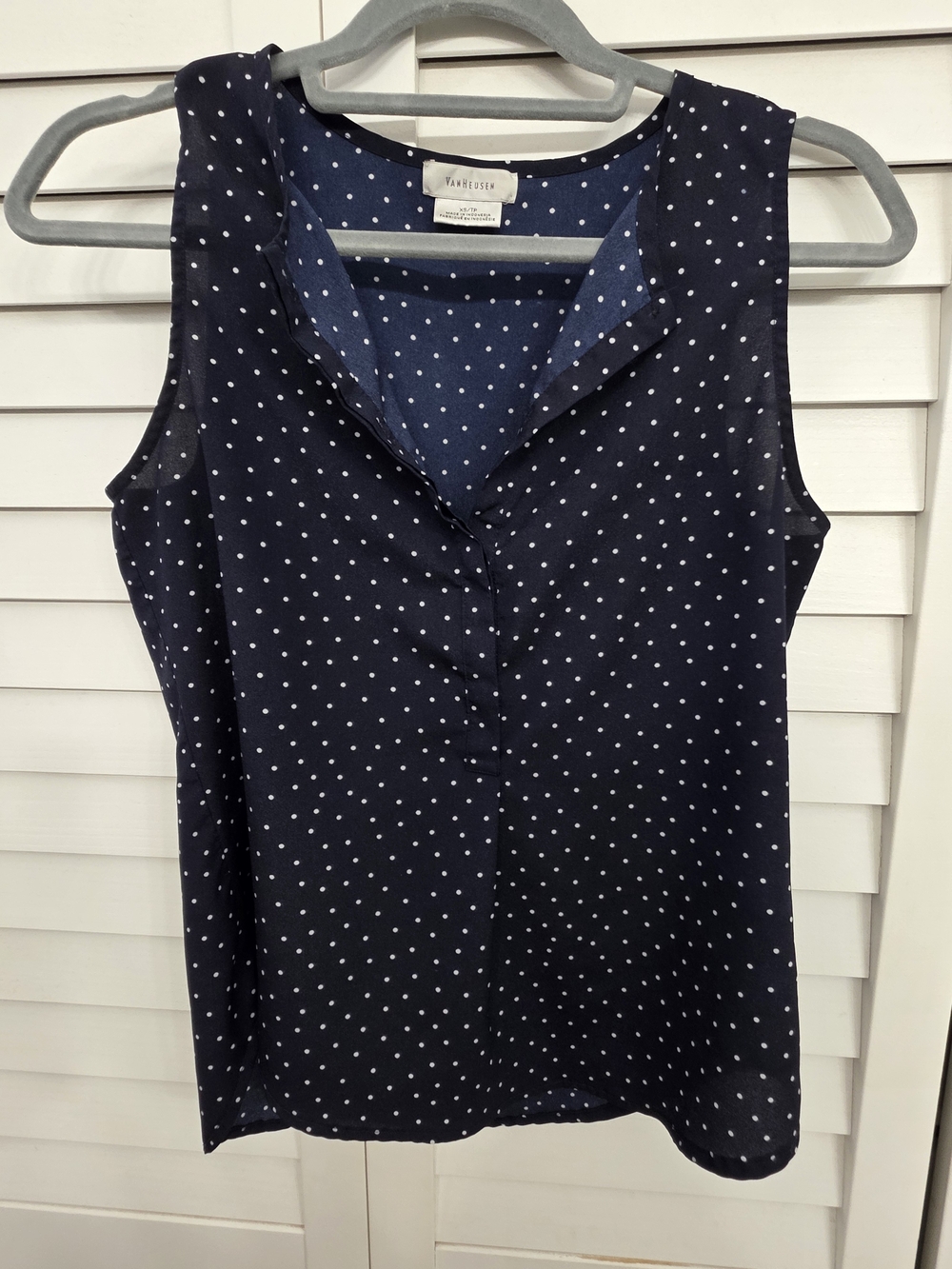 Van Heusen Navy and White Polka Dot Sleeveless Camisole